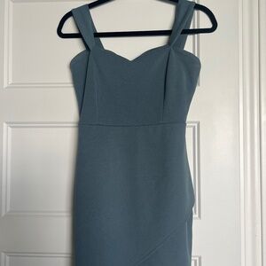 Slate Blue Bodycon Cocktail Dress – TRAC | Sweetheart Neckline, Size Small